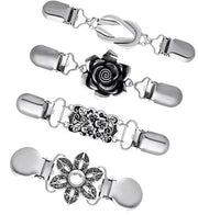 Set di 4 Clip per Colletto - Stili Vintage - Clips per Cardigan - Leggero e Sostenibile - Ideali per Eventi Formali - 4 Stili