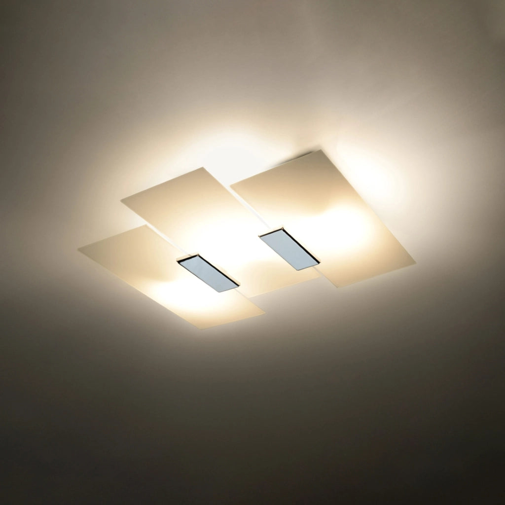Plafoniera Tiziano Pure Lume in vetro bianco/argento 3xE27