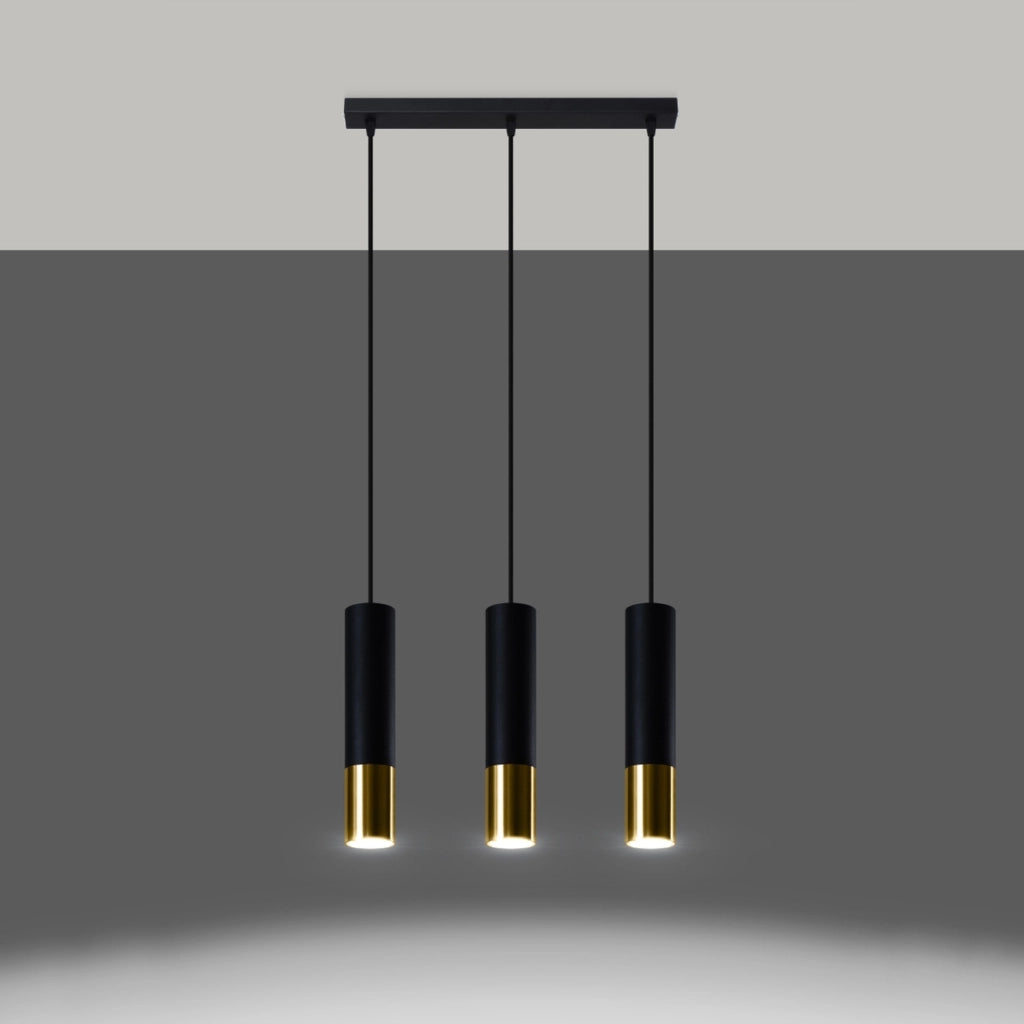 Lampada a sospensione moderna LOOPEZ in acciaio nero oro con attacco LED GU10 3x