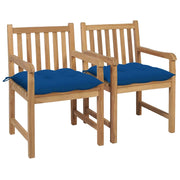 Sedie da Giardino 2 pz con Cuscini Blu in Massello di Teak cod mxl 24871