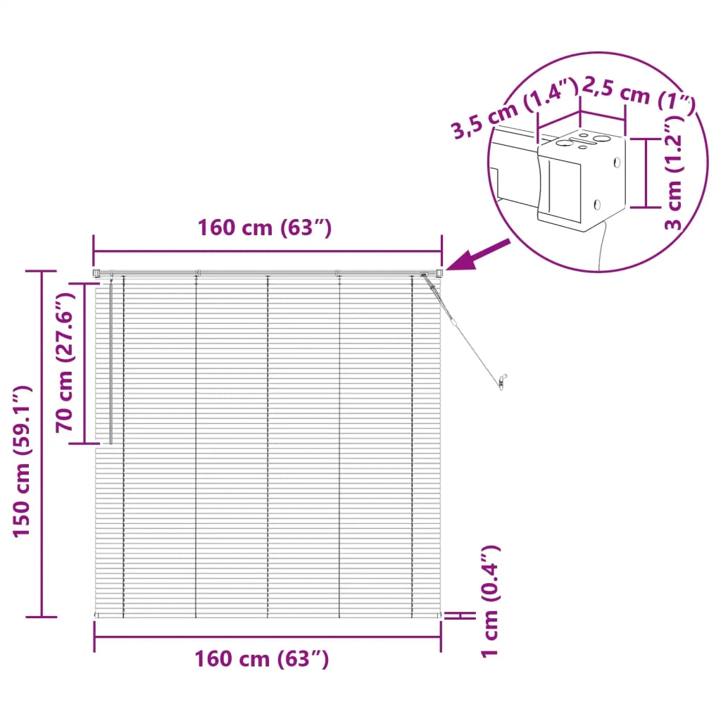 Tenda Veneziana Marrone Chiaro con Motivo 150 x 160 cm PVC 42003770