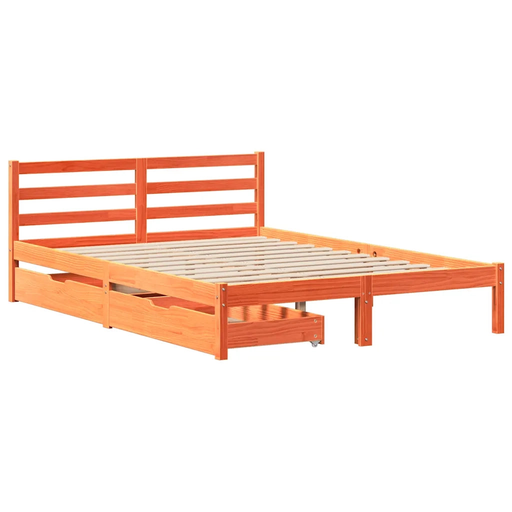 Letto senza Materasso-Struttura Letto Marrone Cera 150x200 cm in Legno di Pino 618371