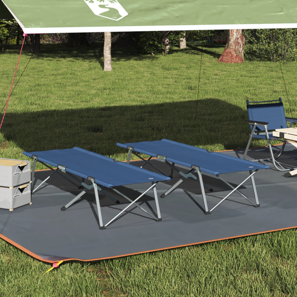 Set di letti da campeggio pieghevoli Blu Tessuto e Metallo Compatto