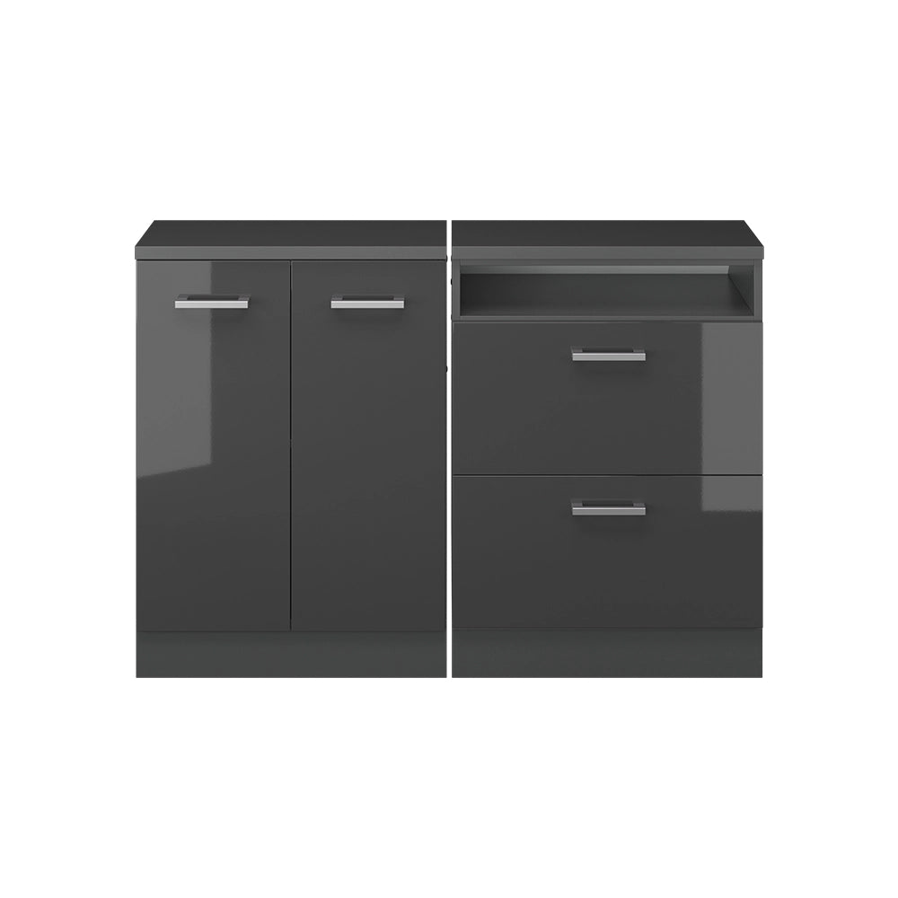 Set di mobili sottotetto Rion Antracite lucido/Antracite 120 cm Set di 2 carcasse armadio profondità 60 cm Vicco