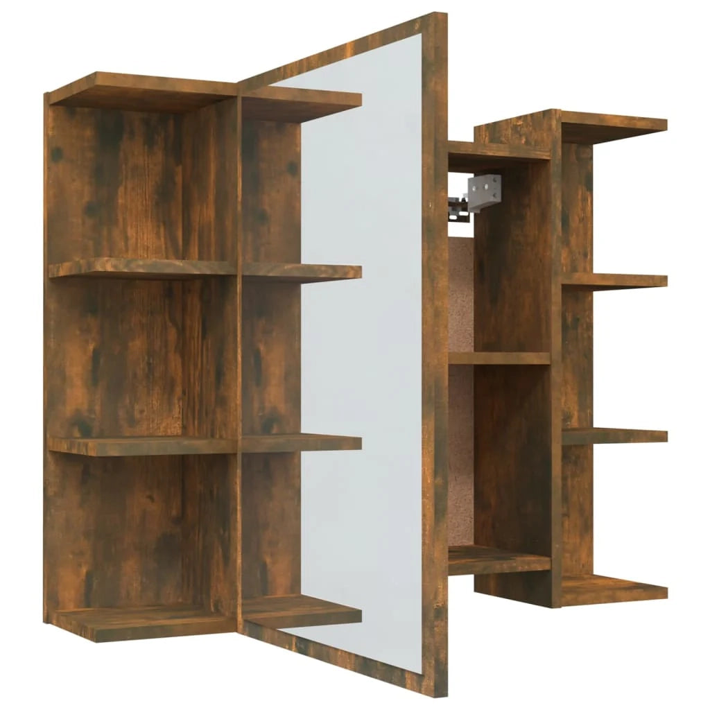Mobiletto specchio da bagno 80 x 20,5 x 64 cm in legno di rovere 02_0006724