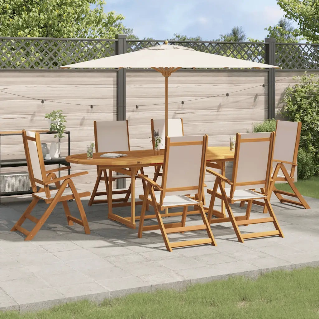 Set Pranzo da Giardino 7pz Legno Massello di Acacia e Textilene 3279276