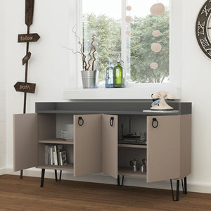 Madia Dea 4 ante tortora antracite 140x36x80 h cm