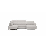 Divano angolare convertibile BERTHO 306 cm grigio chiaro – Angolo sinistro con contenitore