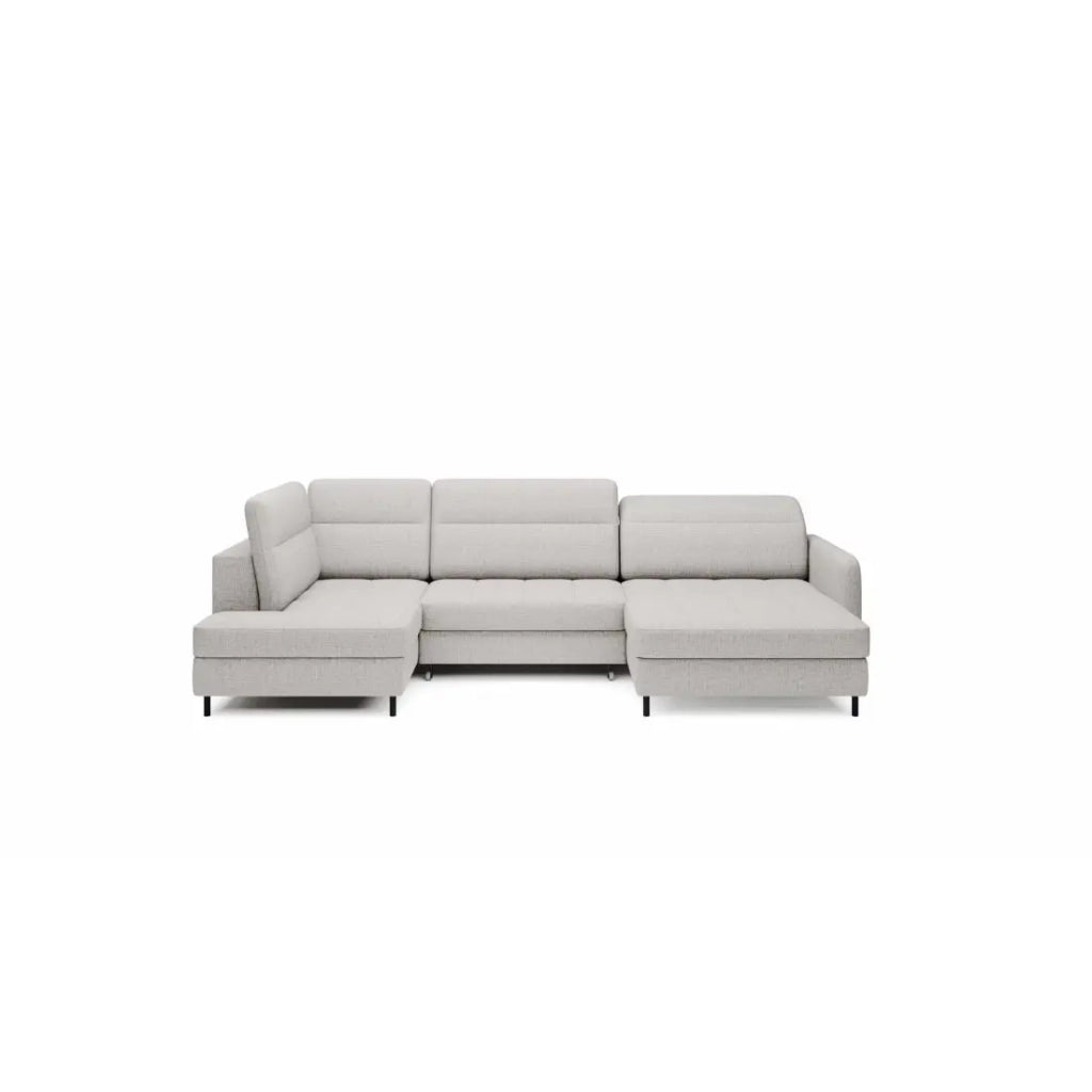 Divano angolare convertibile BERTHO 306 cm grigio chiaro – Angolo sinistro con contenitore