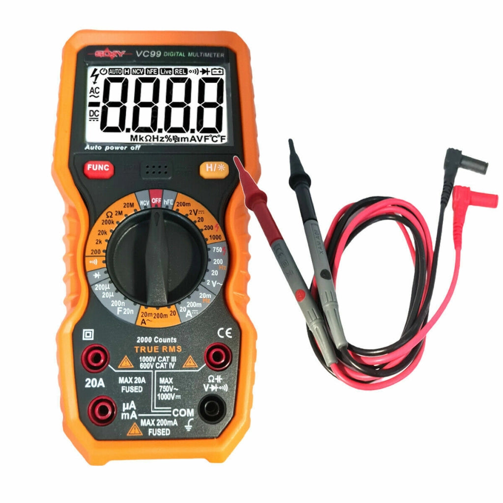 TESTER MULTIMETRO DIGITALE PUNTALI RILEVATORE AMPERE FARAD OHM VC99