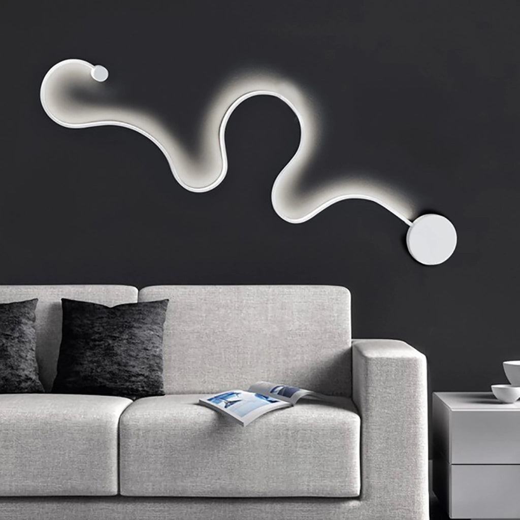 Applique moderno LED 28W CCT 3 STEP da 3000K a 6500K bianco lampada curva snake luce parete muro soggiorno camera letto 230V