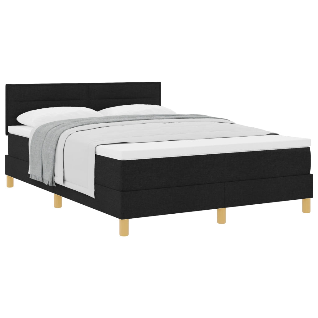 Letto a Molle con Materasso Nero 140x200 cm Tessuto