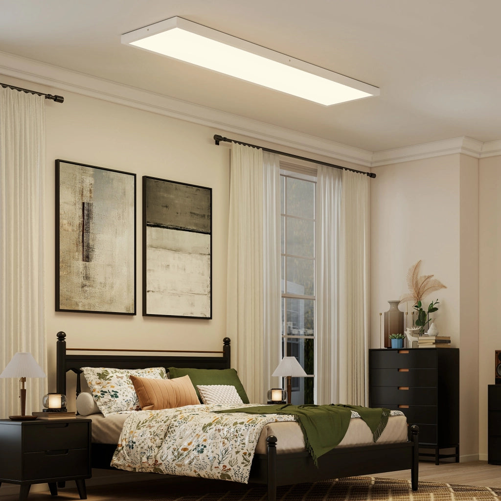 Lampada da Soffitto a 4 Luci ¨C zephmum ¨C Bianco 120x30x3,7 cm