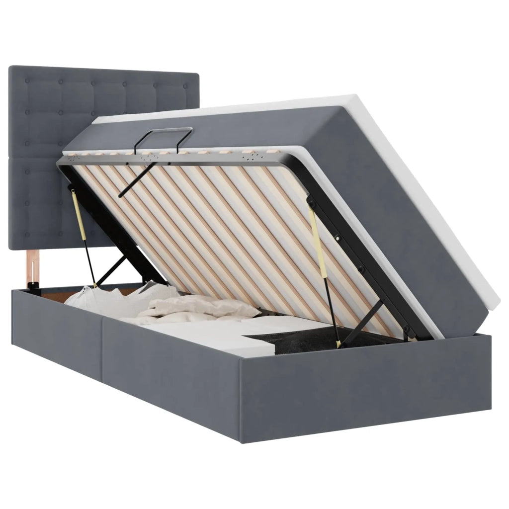 Letto con contenitore e materasso Grigio scuro 90 x 200 cm