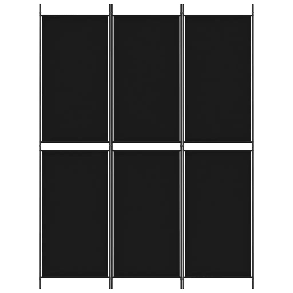 Divisorio a 3 Pannelli Nero 150x200 cm in Tessuto