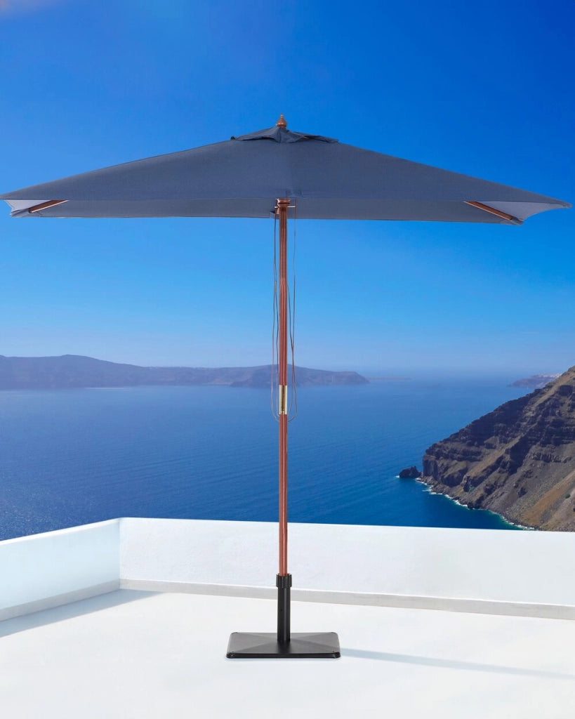Ombrellone da giardino in tessuto blu legno di betulla 244 cm resistente agli agenti atmosferici