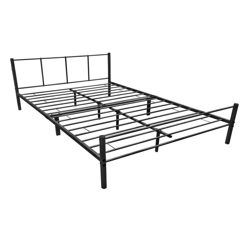 Letto Matrimoniale Laos 160x200 cm con Testiera e Pediera - Acciaio Nero [en.casa]