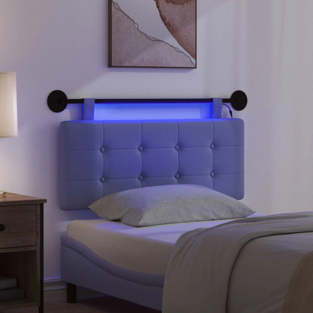 Testiera sospesa Con luce LED Blu jeans Tessuto