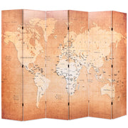 Paravento Pieghevole 228x170 cm Stampa Mappa del Mondo Giallo cod mxl 65675