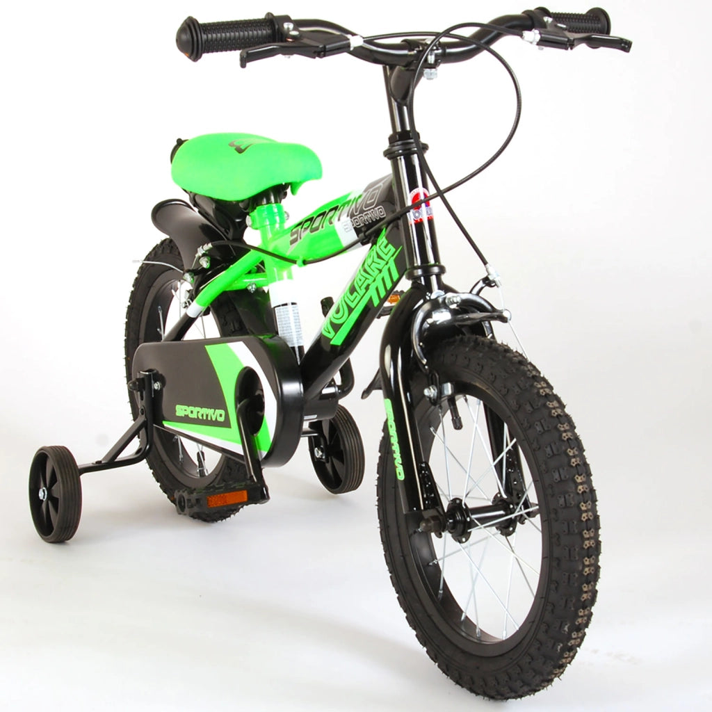 Bicicletta per Bambini 12" Stabilizzatori e Freni Caliper Verde