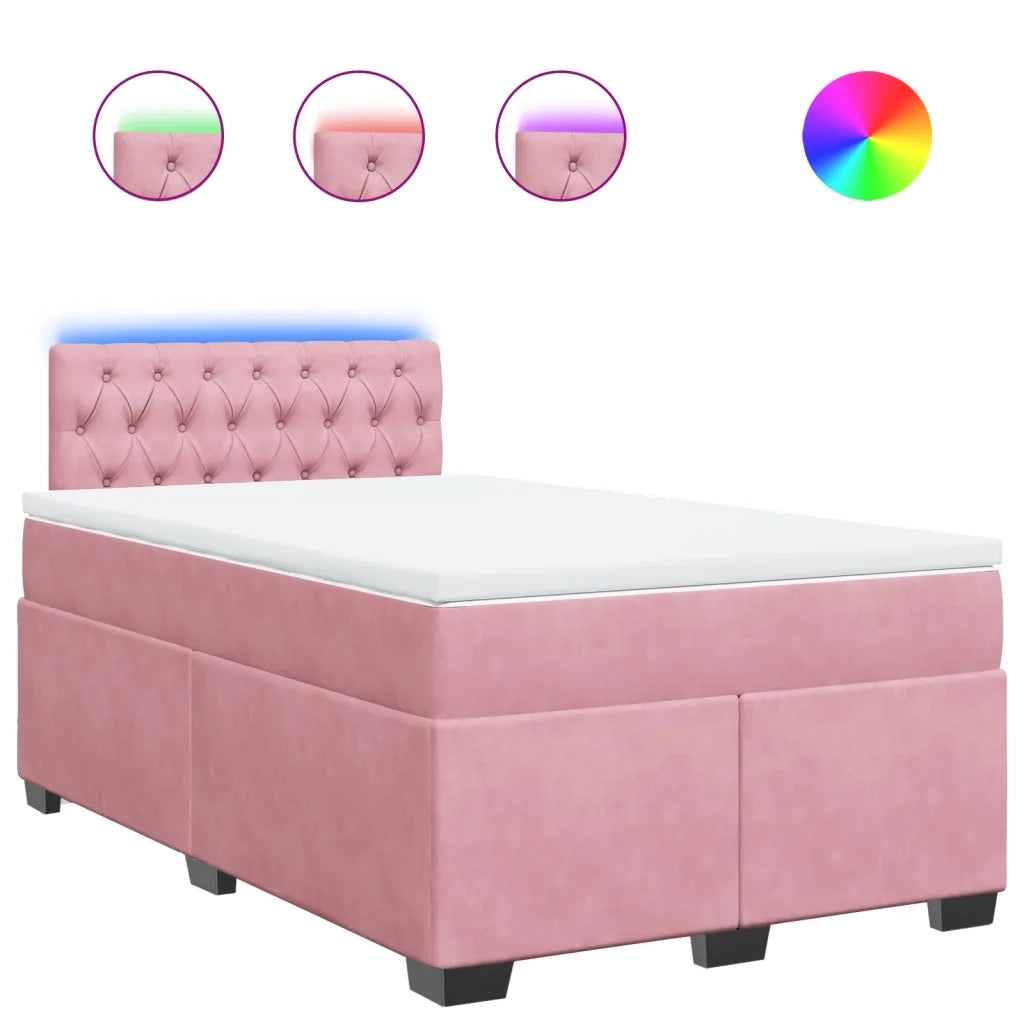 Giroletto a Molle con Materasso Rosa 120x200 cm in Velluto 3288593