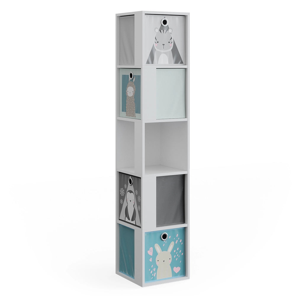 Vicco Libreria bambini Bianco 33.3 x 162.2 cm con 4 scatole pieghevoli