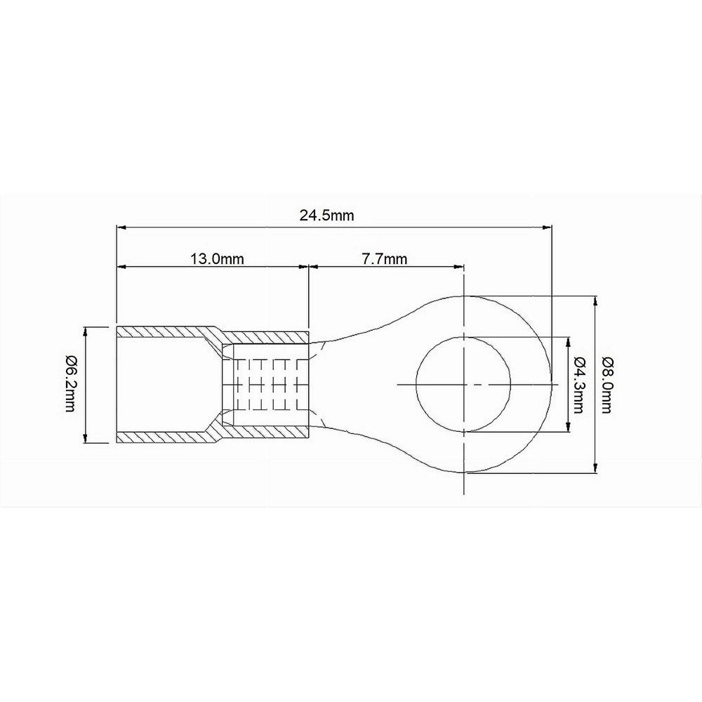 Trade Shop - Set 100pz Capicorda Terminale Ad Occhiello Isolato Per Cavi 2.5-4mm² M4 Rv3.5-4 - Rosso