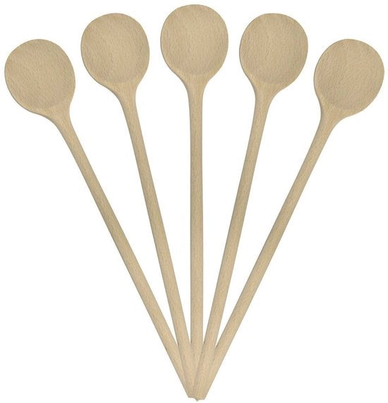 Set di 10 cucchiai di legno in legno di quercia non trattato da 25 cm di diametro (quercia dura) cucchiaio di cottura, cucchiaio di cottura set di cucchiai di cottura in legno adatto per padelle, pentole da goulash e pentole da cottura.