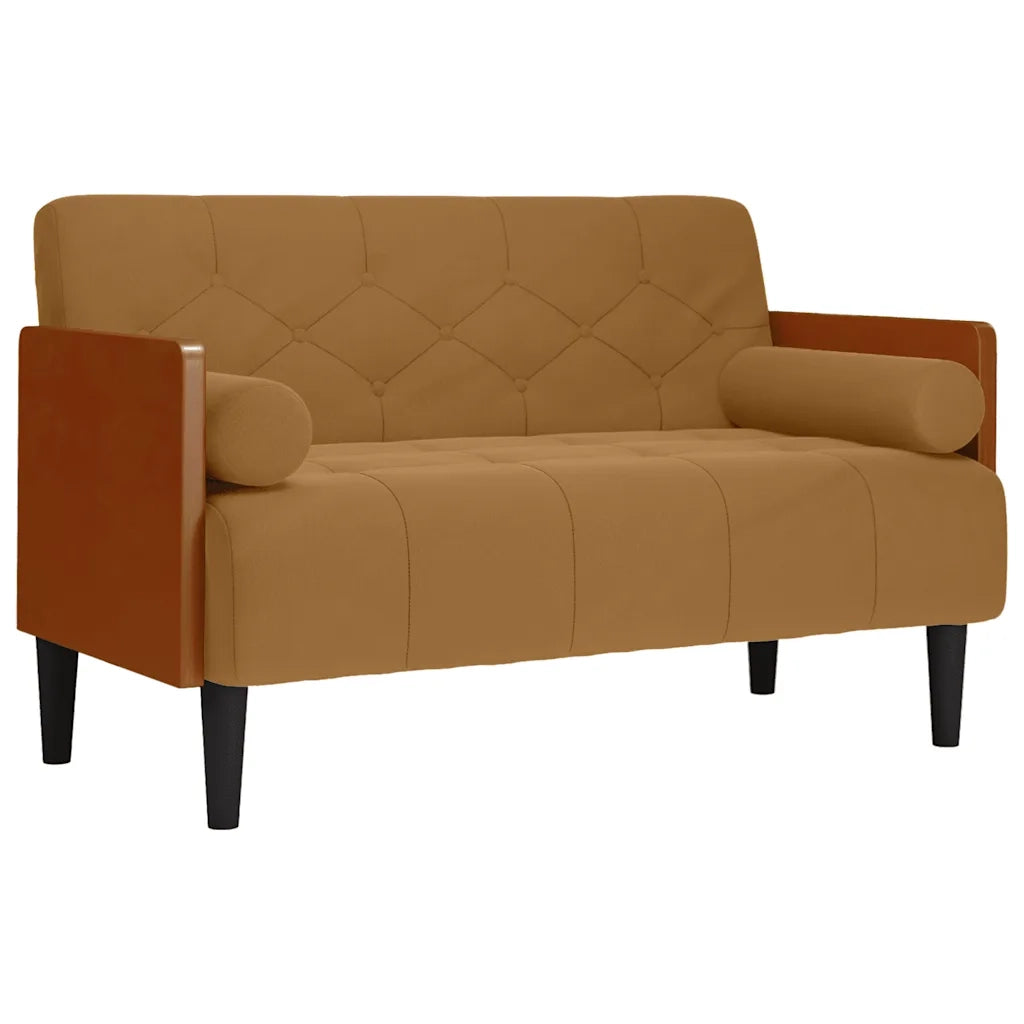 Divano Divanetto con Cuscini Bolster Marrone 110 cm Velluto
