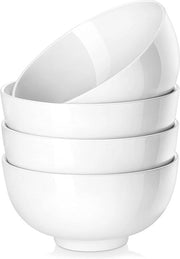 Set da cucina con 4 piatti in ceramica 15 cm - bianco crema - 750 ml - con coperchio - set da cornflakes - set da zuppa