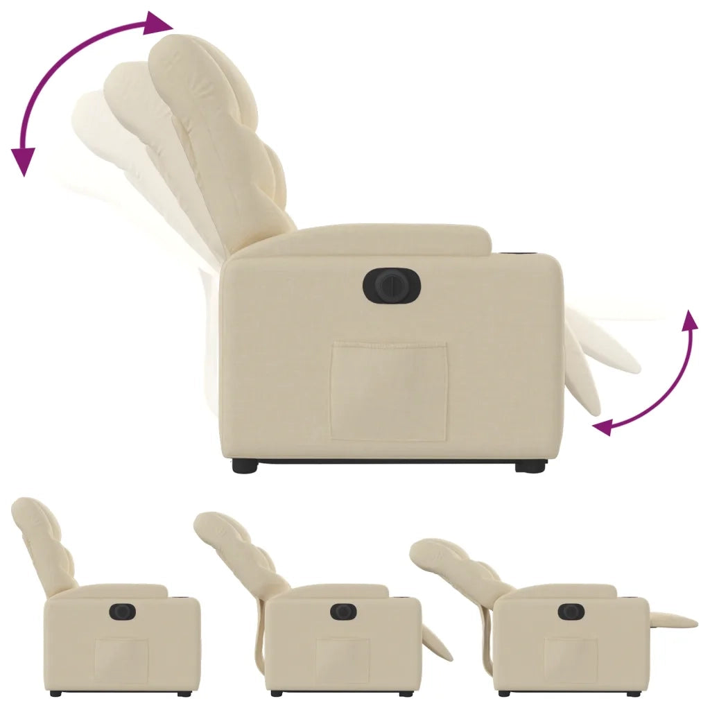 Poltrona Alzapersona Reclinabile Elettrica Crema in Tessuto 3204629