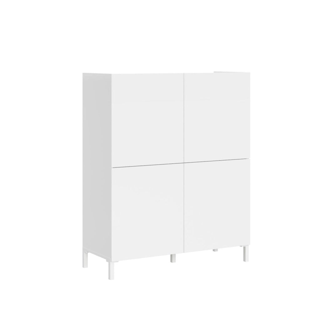 Credenza alta 4 ante 90x35x110 cm bianco lucido - SOLARIA