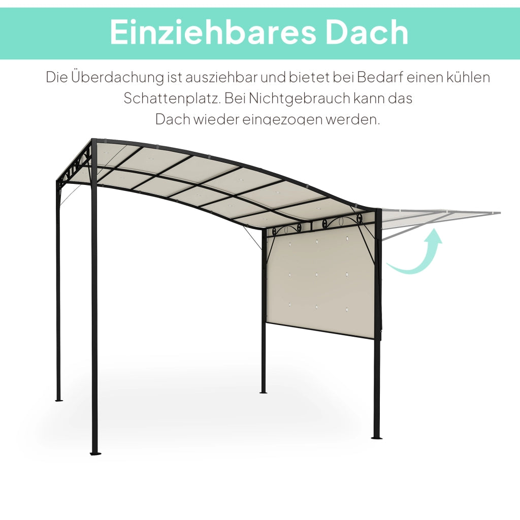 Gazebo con tetto apribile 3x2.5m ¨C zephmum ¨C crema bianco