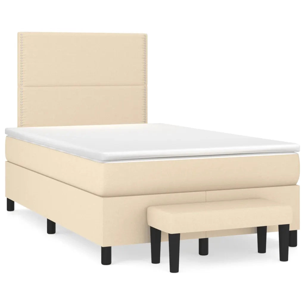 Giroletto a Molle con Materasso Crema 120x200 cm in Tessuto 3136506