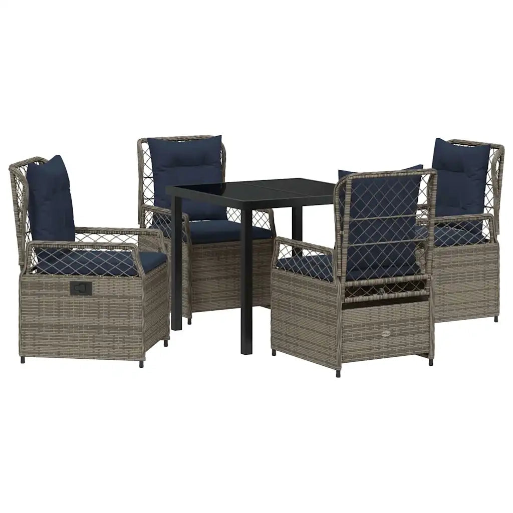 Set da Pranzo per Giardino 5 pcs Grigio polyrattan 3381052
