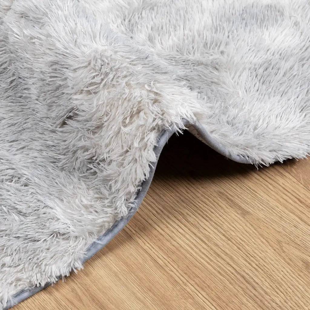Tappeto Shaggy a Pelo Lungo NAVARRA Grigio Argento 120x120cm 4102868