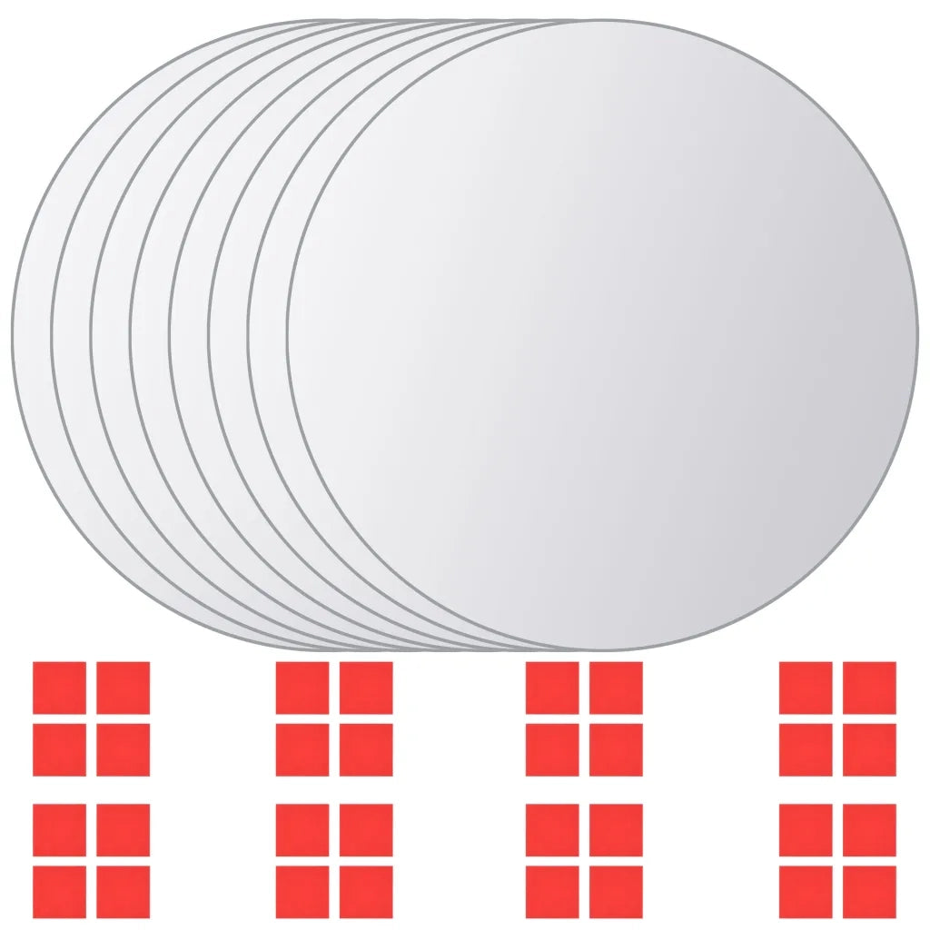 8 Pz Piastrelle a Specchio Rotonde in Vetro cod mxl 53596