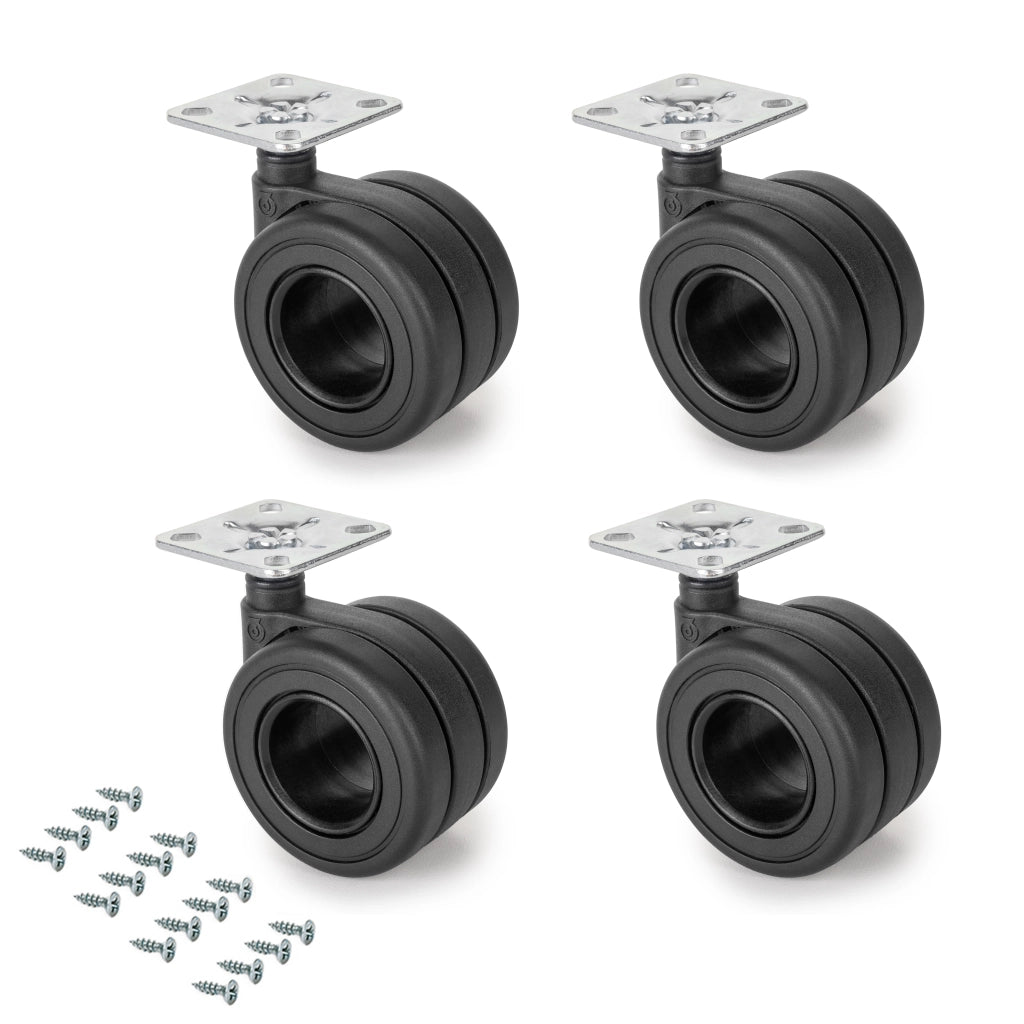 Emuca Kit di ruote Hole con piastra per montaggio, Ã˜ 65, Verniciato nero, Acciaio e Tecnoplastica, 1 u.