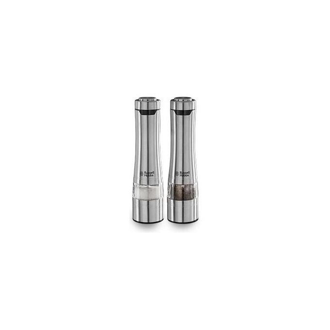 Russell Hobbs 23460-56 Classic Set Macinini Sale e Pepe Elettrici Ceramica Regolabile Luce LED a Batteria colore Acciaio Inossidabile