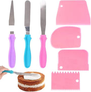 Set di Palette angolare per torte e set di palette per torte, raspatore in acciaio inossidabile e plastico, riutilizzabile e resistente all'ossidazione, spatola per glassa per torte e distribuzione di meringa - 7 pezzi