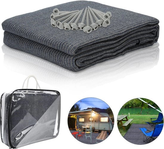 Tavolo da Campeggio 300x500cm Blu-Grigio HDPE Impermeabile 13 Pennelli per Terra