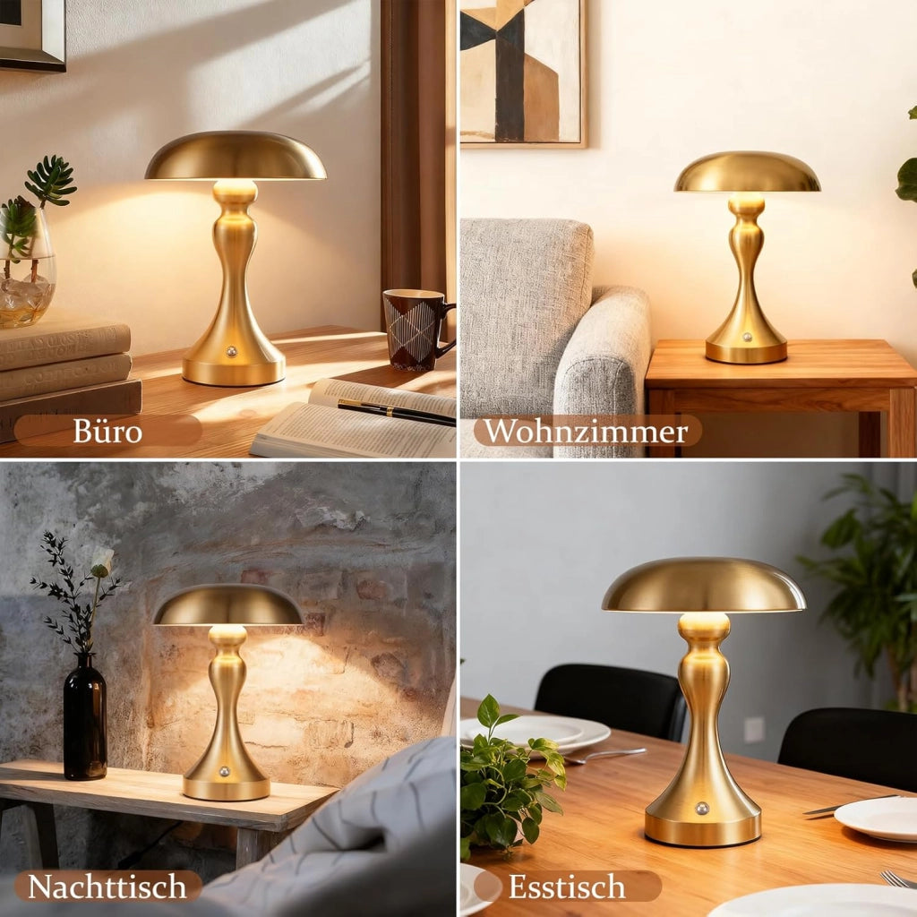 ZMH Lampada da tavolo wireless bronzo dorato touch batteria USB ricaricabile per comodino soggiorno