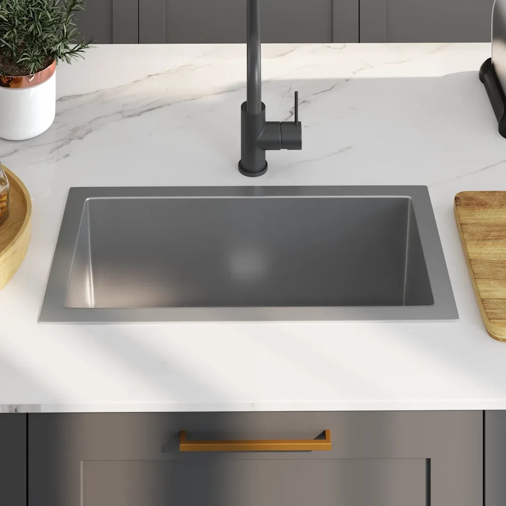 Lavello da Cucina Lavorato a Mano-Lavandino-Lavabo in Acciaio Inox 664550