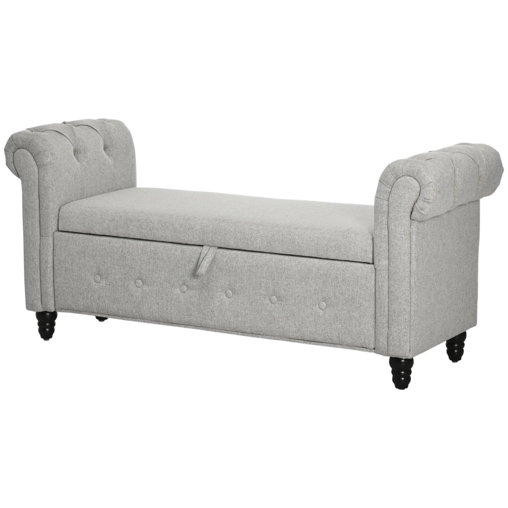 Divano 2 posti in tessuto con cassetti e piedi in legno ¨C Minimal ¨C Grigio 146.5x49x72