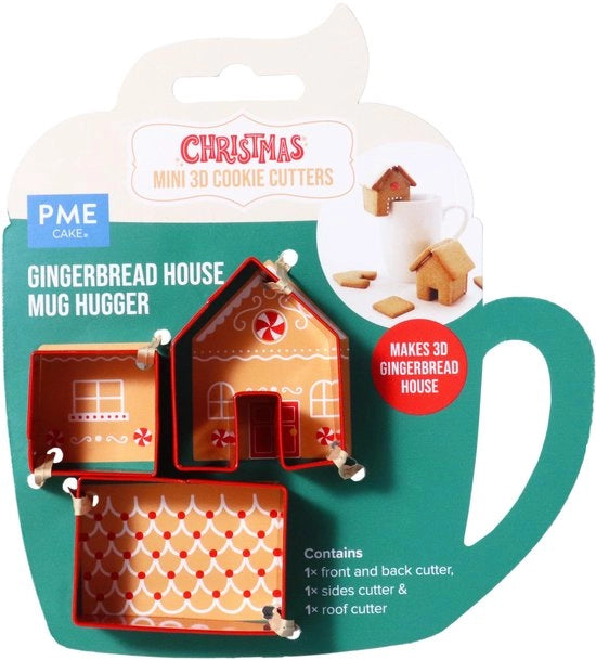 Impastatrice a forma di biscotto natalizio da 3, mini casa di pane speziato, becher termoregolabile