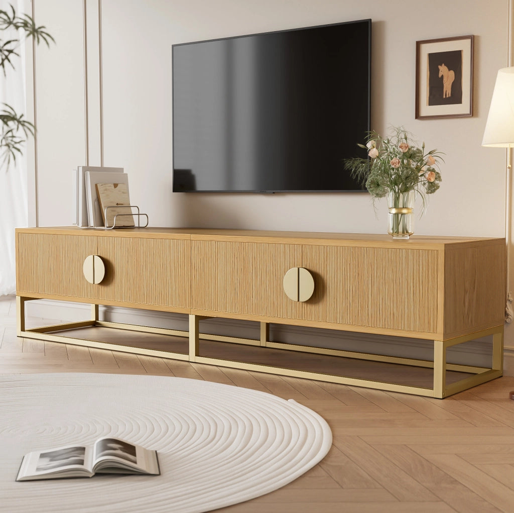Mobile TV 180 cm color legno con 4 ante e maniglie semicircolari