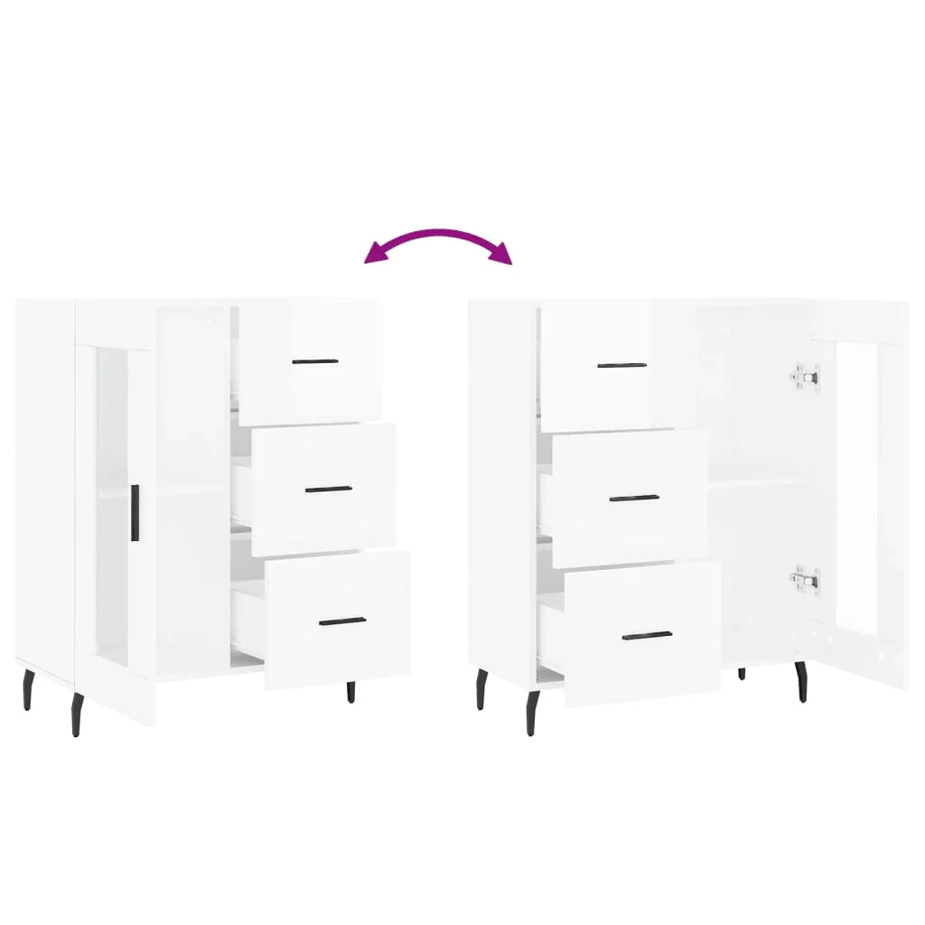 Buffet credenza cassettiera mobiletto mobile contenitore organizer per cucina soggiorno finitura lucida 69,5 x 34 x 90 cm legno ingegnerizzato bianco 02_0030746