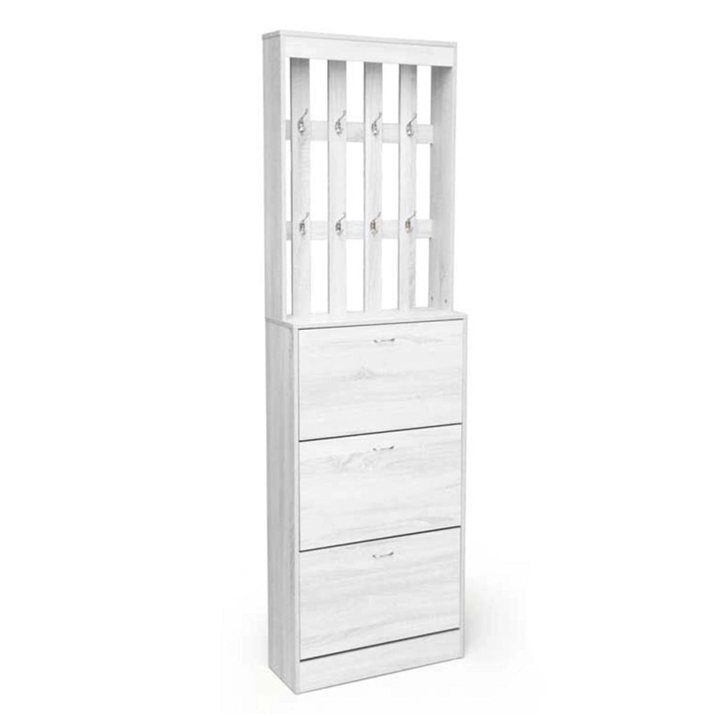 GAIA SCARPIERA A 3 ANTE CON 8 APPENDINI 63 X 26 X 208 CM COLORE BIANCO