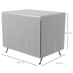 Copertura per mobili da giardino impermeabile con zip e cinghia con fibbia in polietilene grigio 215 × 155 × 150 cm