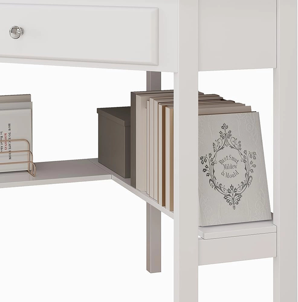 Scrivania ad angolo Velto, Bianco, 75 x 71.6 cm, adatto come postazione di lavoro per PC, laptop e documenti